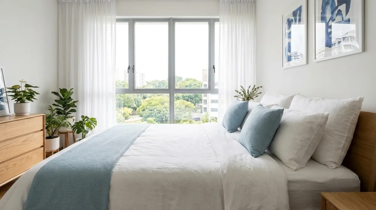 Mattress in a bright Singapore bedroom