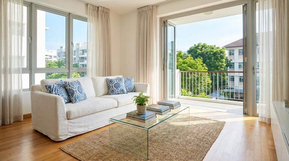 Bright, professionally cleaned living room